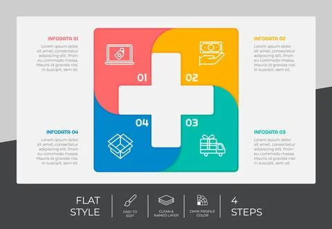 Medic step infographic vector design with 4 steps &amp; colorful style for presen 스톡 일러스트