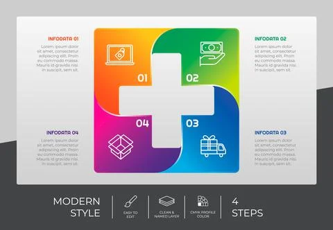 Medic step infographic vector design with 4 steps &amp; colorful style for presen 스톡 일러스트