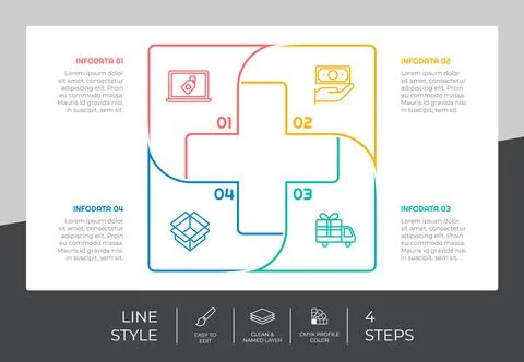 Medic step infographic vector design with 4 steps &amp; colorful style for presen Stock Illustration