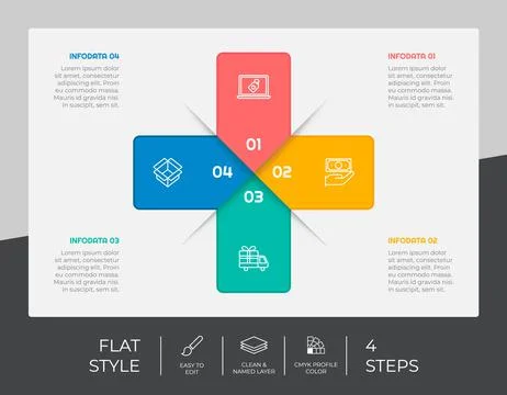 Medic step infographic vector design with 4 steps &amp; colorful style for presen 스톡 일러스트