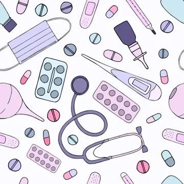 Medical 1 vector seamless background Stock Illustration