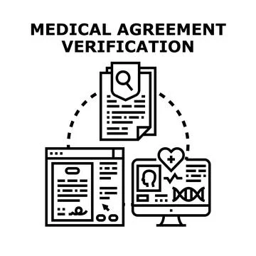Medical agreement verification using digital online documents Stock Illustration