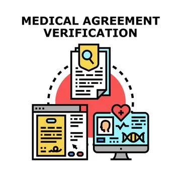 Medical agreement verification using digital online documents Stock Illustration