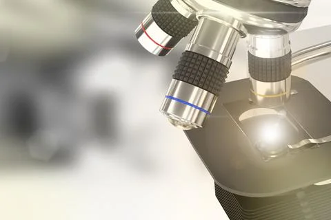 Medical analyzing concept, lab microscope with flare 스톡 일러스트