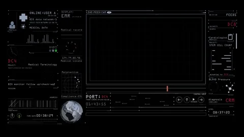 Medical and Technology Interface Computer Data Screen GUI in 4K(UHD) Stock Footage 82951547