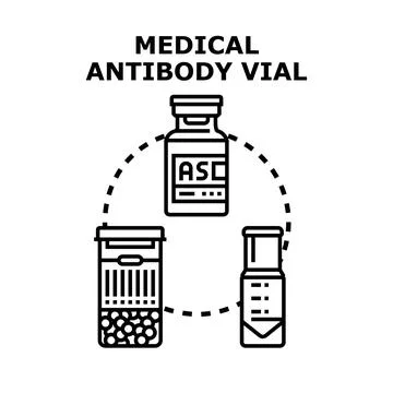 Medical antibody vials representing pharmaceutical research and development Stock Illustration