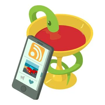Medical application icon isometric vector. Modern smartphone and pharmacy symbol Stock Illustration
