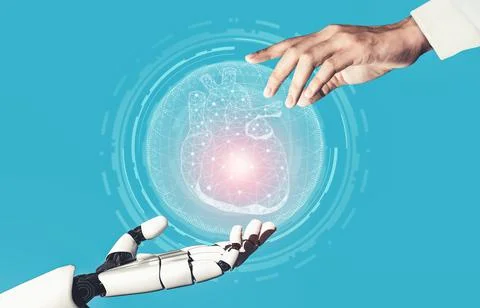 Medical artificial intelligence droid robot working in future hospital Stock Illustration