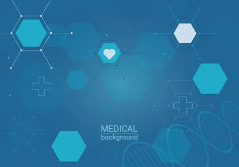 Medical background with abstract octagon elements, dna and crosses イラスト素材