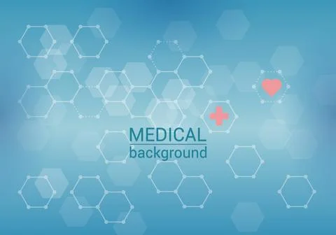Medical background with abstract octagonal elements, red cross and heart 스톡 일러스트
