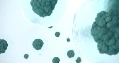Medical Background Cells Under Microscope Close Up. 3D Rendering Stock Illustration