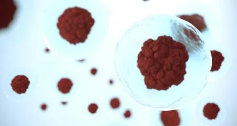Medical Background Cells Under Microscope Close Up. 3D Rendering Stock Illustration