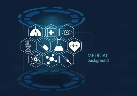 Medical background with digital elements and clinical symbols Stock Illustration