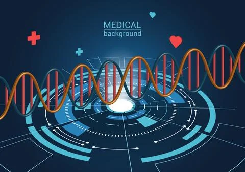 Medical background with digital elements and dna Stock Illustration