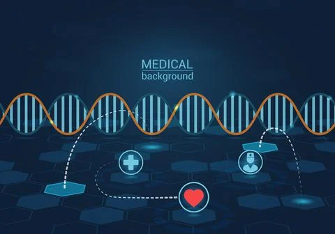Medical background with digital elements of dna and medicine Stock Illustration