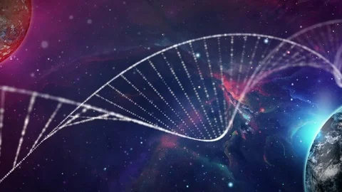 Medical background. Dna strand double helix blue universe concept Stock Footage 71348732