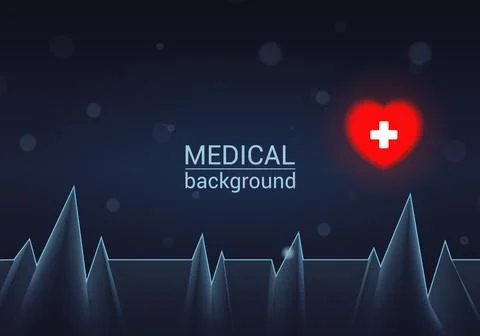 Medical background with elements of pullse, heart with cross and circles Stock Illustration