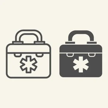 Medical bag line and solid icon. Hospital doctor first aid box outline style イラスト素材