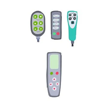 Medical bed remote controls managing patient comfort positioning Stock Illustration