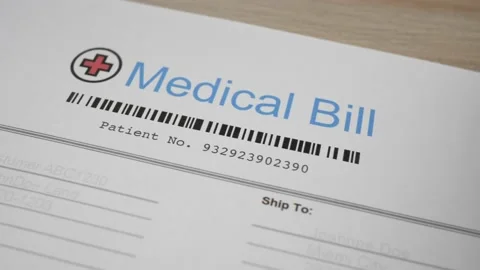 Medical Bill Statement With Expensive Total Closeup Stock Footage 152854562