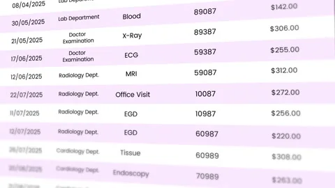 Medical bill Statement with numbers breakdown animation Stock Footage 321608126