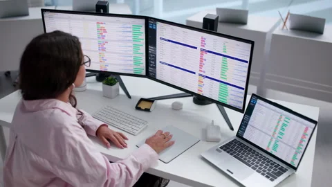 Medical Billing Coder Analyzes Patient Data Video stock 345862684