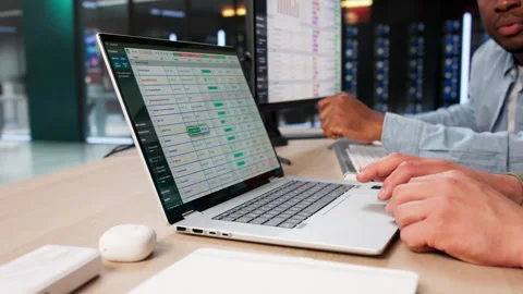 Medical Billing Coder Analyzes Spreadsheet Data On Computer Stock Footage 335452092