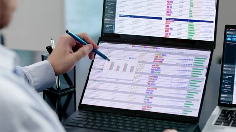 Medical Billing Coder Analyzes Spreadsheets Stock Footage 346924939