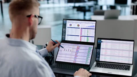 Medical Billing Coder Analyzes Spreadsheets Stock Footage 347895902