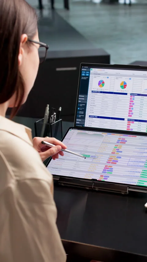 Medical Billing Coder Analyzing Spreadsheets Stock Footage 338172289