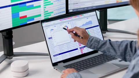 Medical Billing Coder Carefully Entering Data On Laptop Stock Footage 337635342