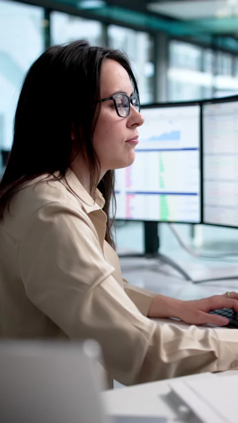 Medical Billing Coder Reviewing Spreadsheet Data On Computer Stock Footage 339180634