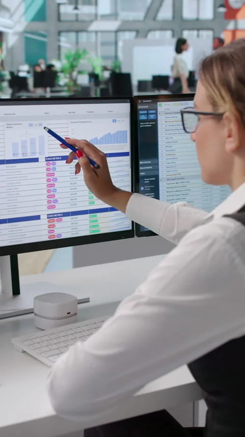 Medical Billing Coder Reviews Data Carefully On Computer Stock Footage 343881057