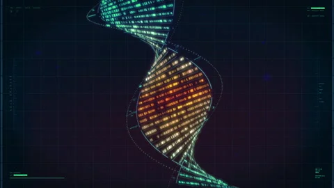 Medical bio diagnostic system interface collects genetic code data from the DNA Stock Footage 270225398