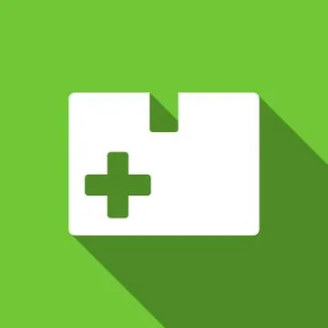 Medical Box Flat Long Shadow Square Icon Stock Illustration