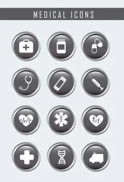 Medical Buttons, Editable Vector Illustration. EPS 10 Ilustración de archivo