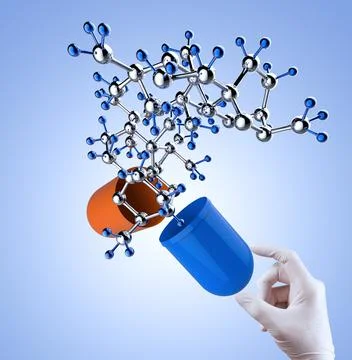 Medical capsule and molecule structure Stock Illustration