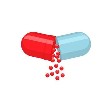 Medical capsule vector illustration in flat style design Stock Illustration