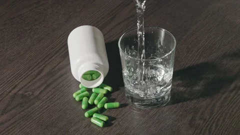 Medical capsules are lying on the table Stock Footage 270413930