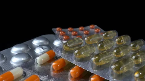 Medical capsules in packages Video stock 155199129