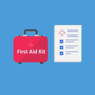 Medical case and white document isolated on blue background Illustrazione stock