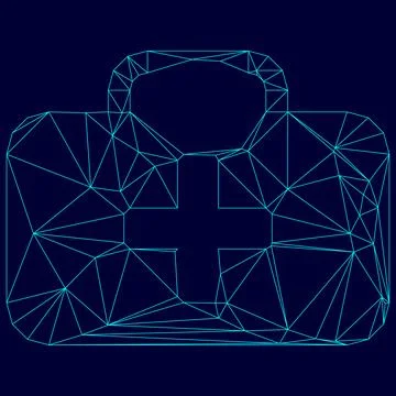 Medical case low poly triangulation triangulated polygonal electric cyan blue Ilustración de archivo