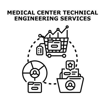 Medical center technical engineering services development concept Illustrazione stock