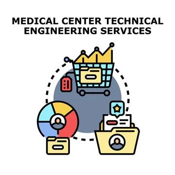 Medical center technical engineering services development concept Illustrazione stock