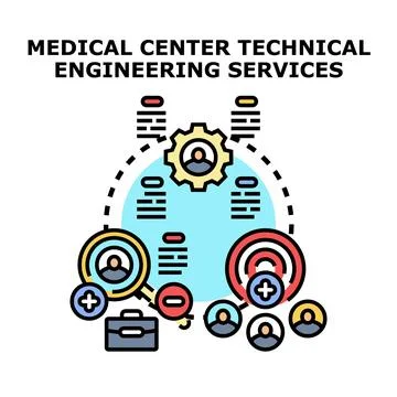 Medical center technical engineering services business strategy planning Illustrazione stock