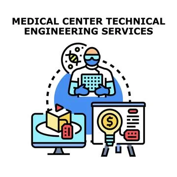 Medical center technical engineering services developing innovations 库存插图