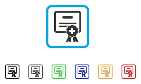 Medical Certification Framed Vector Icon Stock Illustration