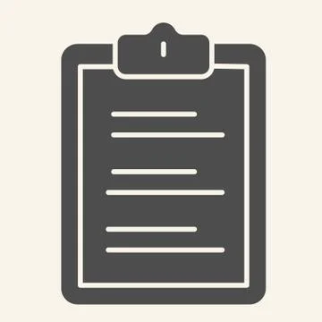 Medical check list solid icon. Survey form glyph style pictogram on white Stock Illustration