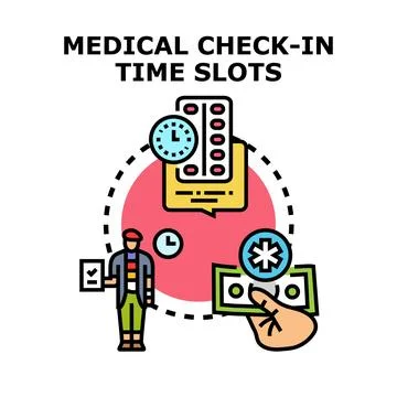 Medical check in time slots scheduling appointment Stock Illustration