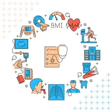 Medical checkup program round poster Stock-Illustration